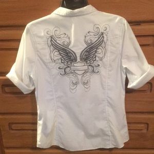 Harley Davidson Medium bling button blouse